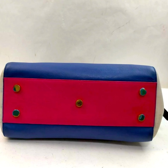 Saint Laurent Calfskin Small Cabas Rive Gauche Multicolor Blue White Pink Tote - Picture 5 of 13